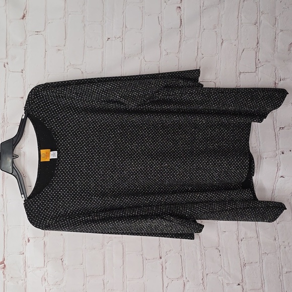 Ruby Rd. Tops - Ruby Red Black Tunic Silver Metallic Embellishments 3/4 Sleeve Womens Size 2x